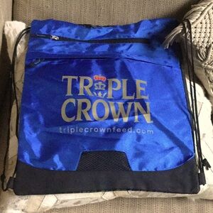 Triple crown horse feed travel backpack barrel racing cowgirl cowboy travel